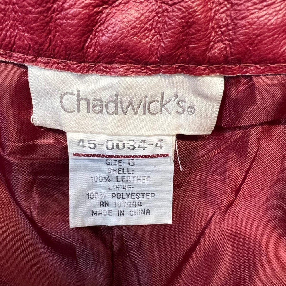 Vintage Red Leather Pants Straight Leg High Rise Minimalist 90s Size 8 - Picture 8 of 10